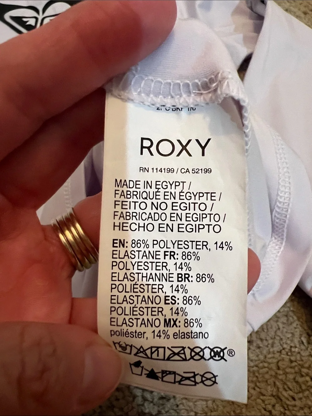 Roxy White Long Sleeve Rash Guard with Black Logo